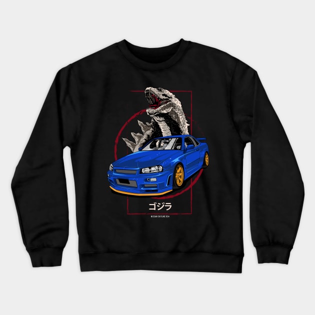 Skyline R34 Godjila Crewneck Sweatshirt by cungtudaeast